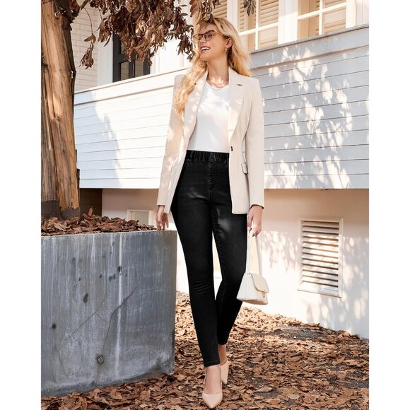 Skinny Jeans Women High Waisted Stretch Denim Pull On Skinny Trousers - Picture 5 of 6